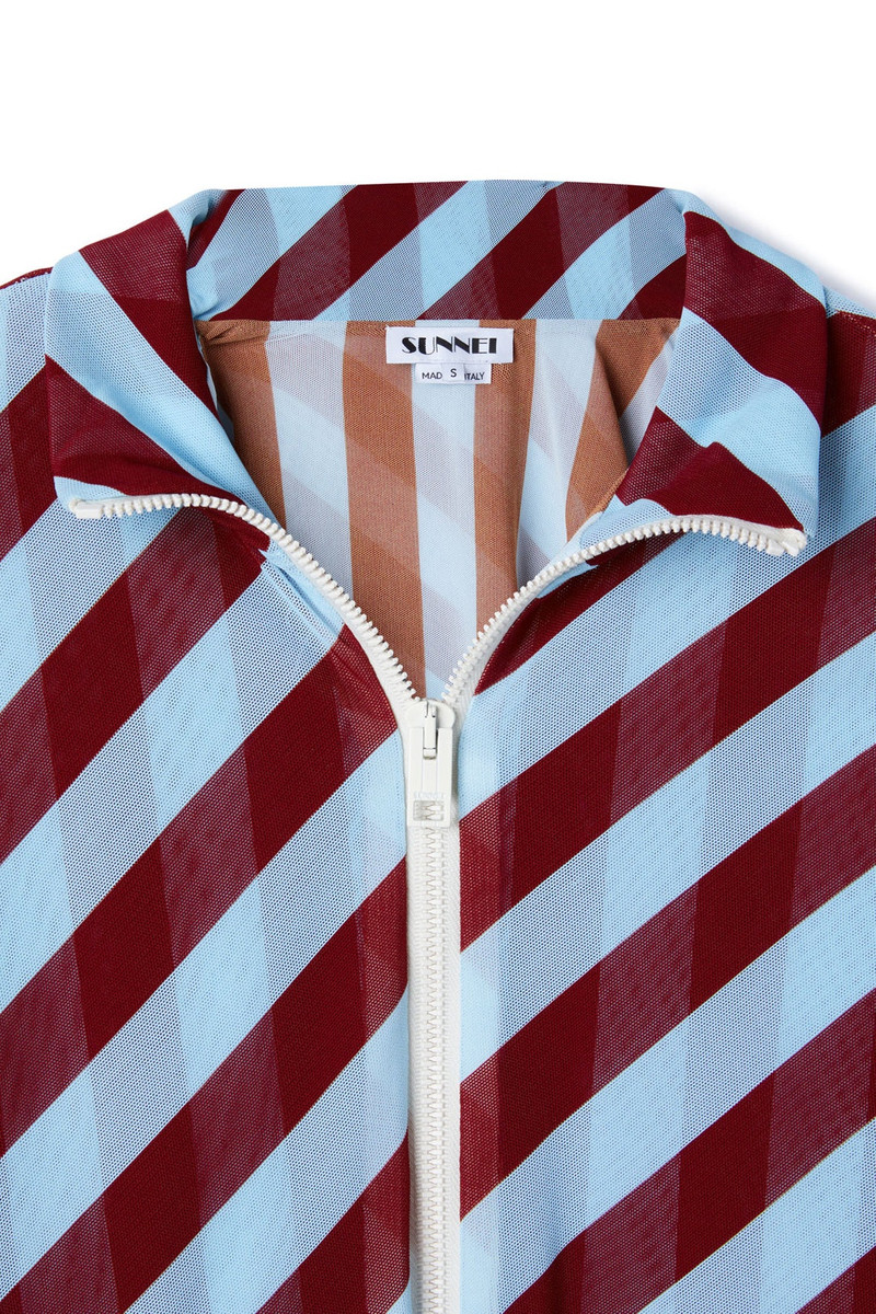ZIPPED TOP / tulle / celestial & bordeaux stripes 3