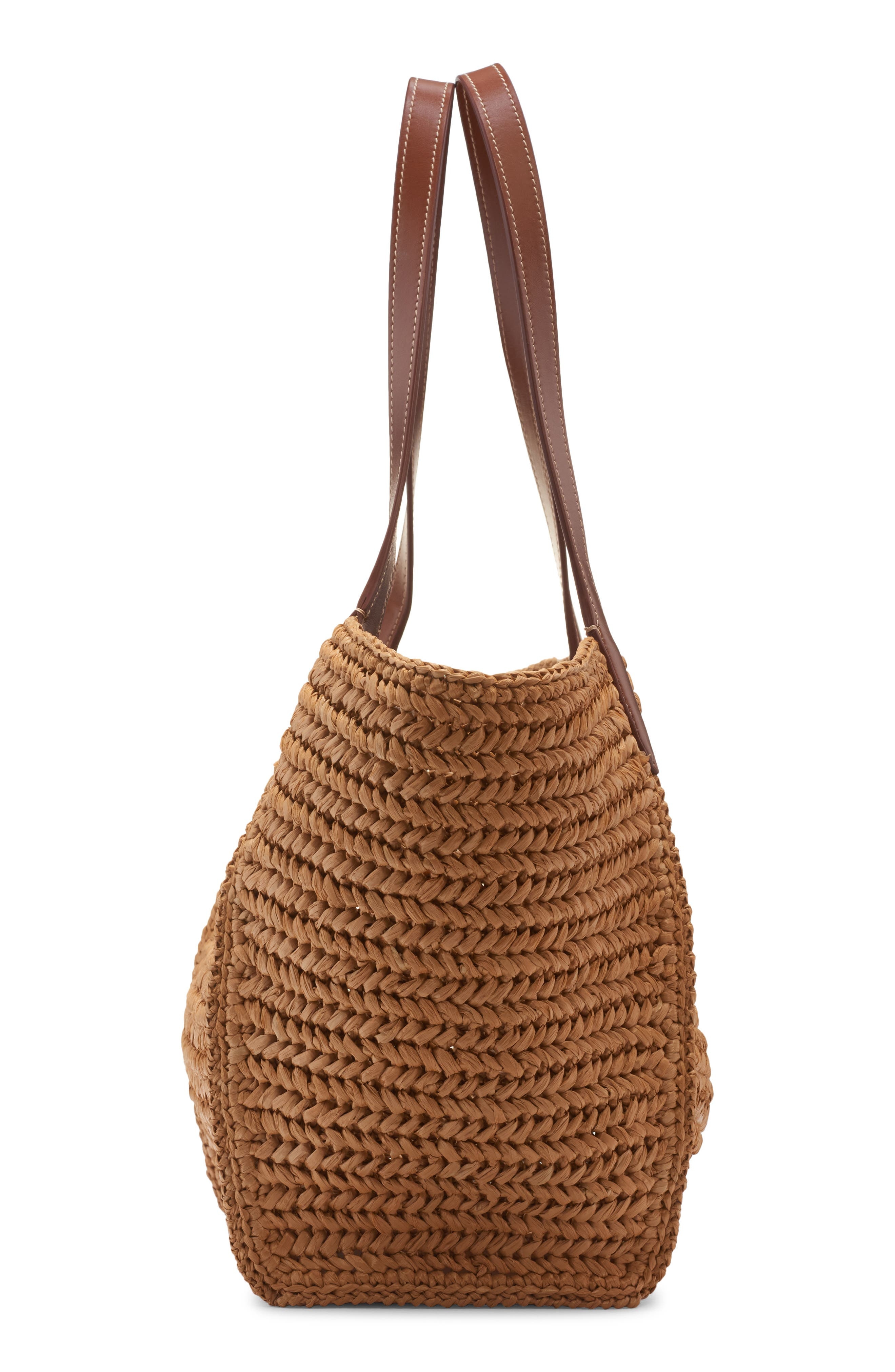 TOM FORD Medium Tara Raffia Tote in 3Jb10 Vanilla/Cuoio at Nordstrom - 5
