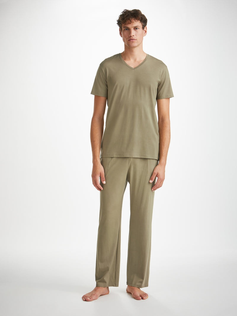 Derek Rose Men's Lounge Pants Basel Micro Modal Stretch Khaki outlook