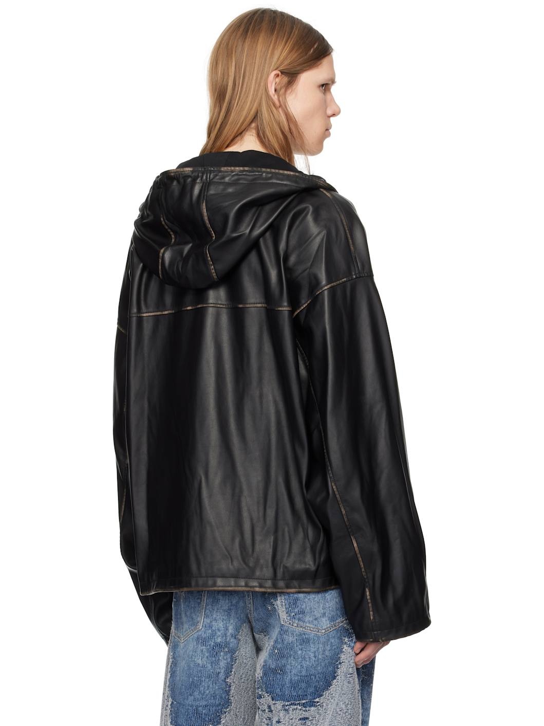 Black J-Antil Faux-Leather Jacket - 3