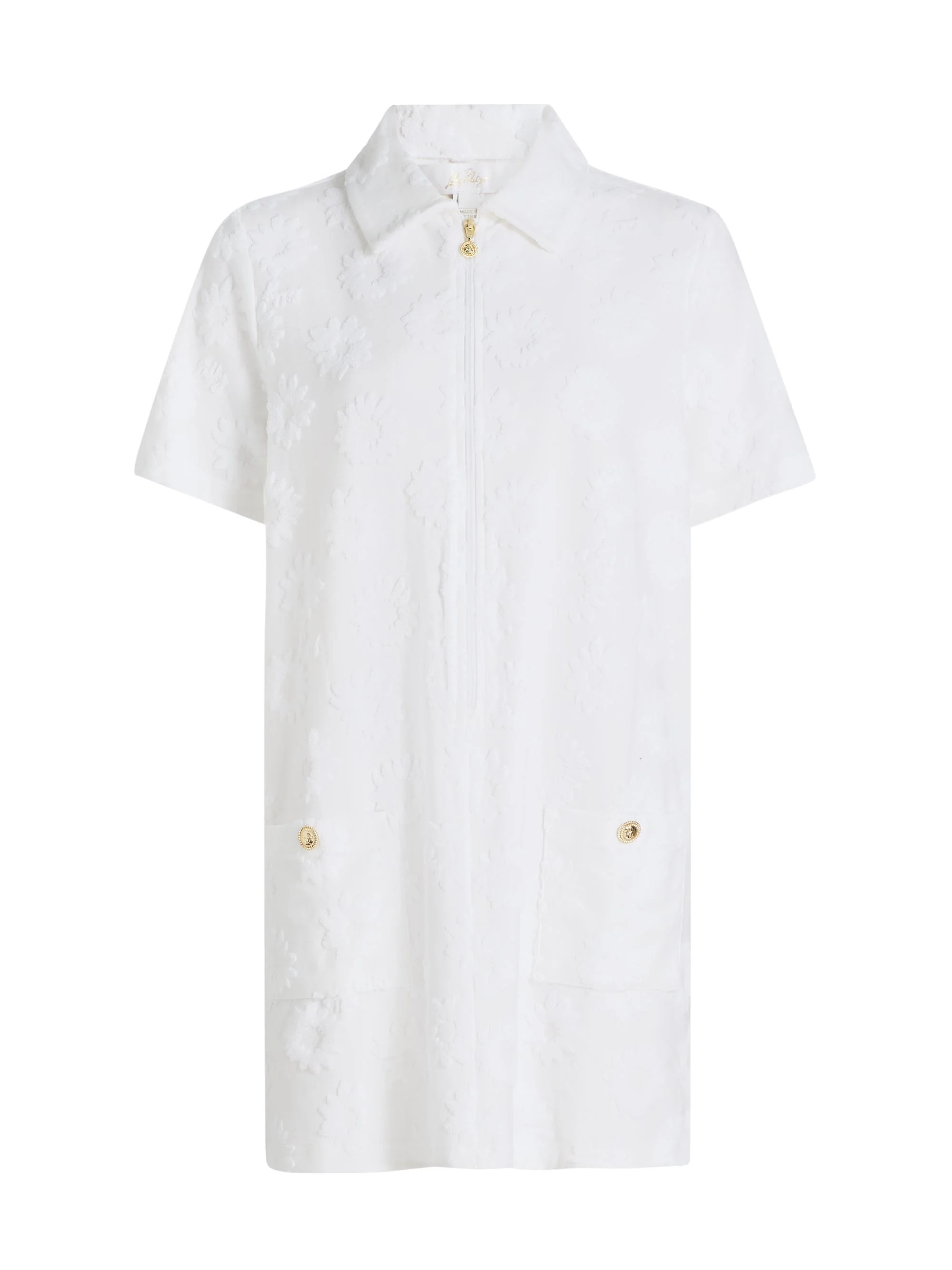 Women's Brayton Embroidered Towel Terry Cover-Up Dress - Resort White - 1
