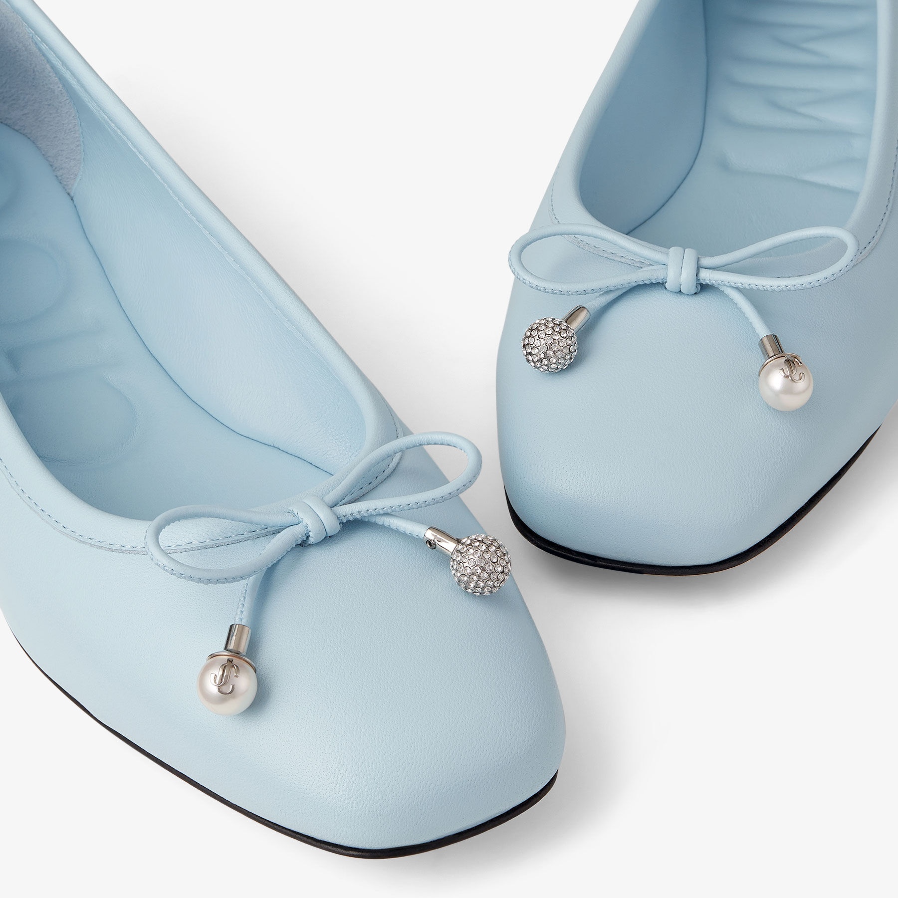 Elme Flat
Ice Blue Nappa Leather Flats with Pearl Embellishment - 3