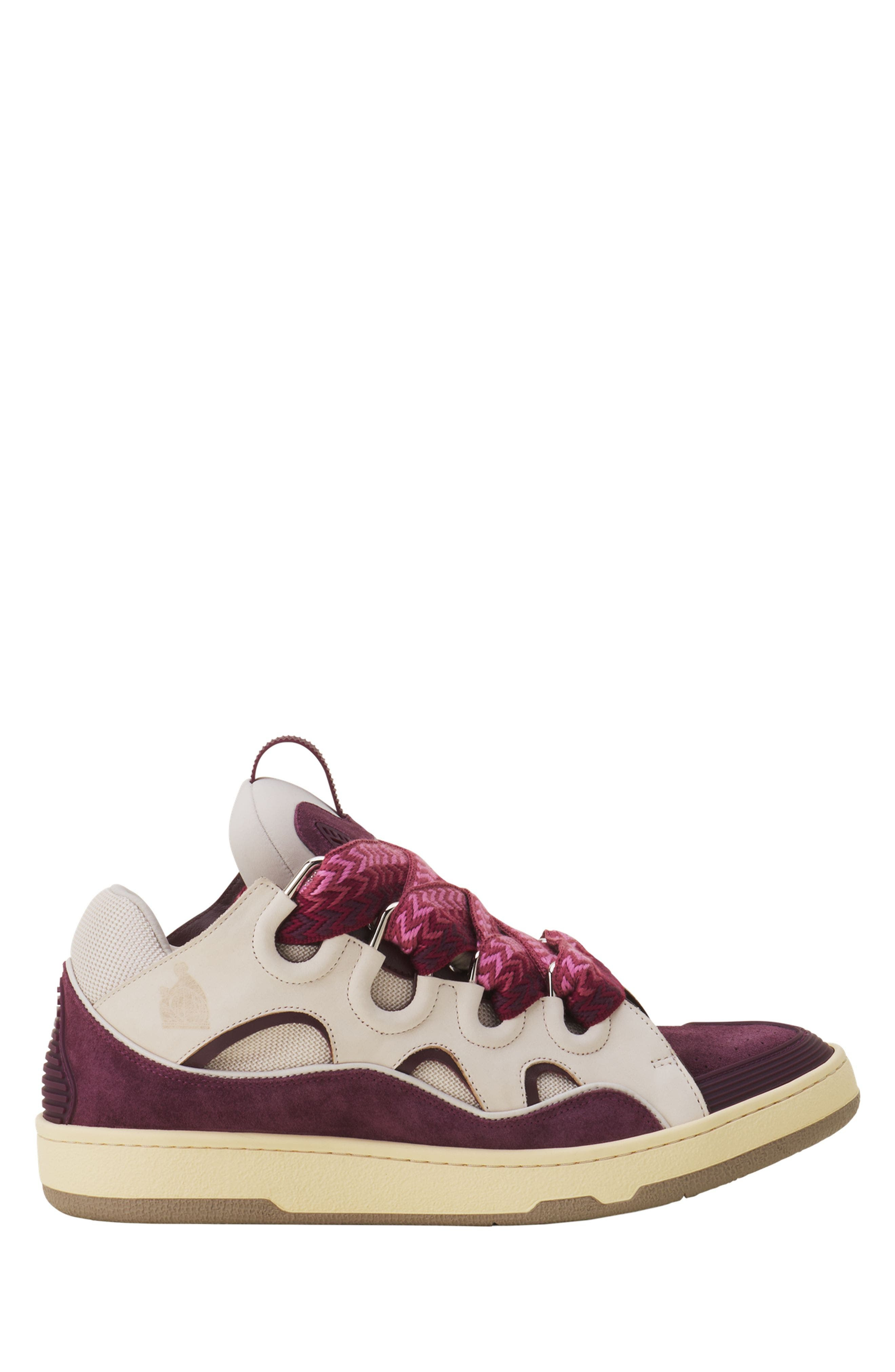 Lanvin Curb Leather Sneakers in Beige/burgundy at Nordstrom - 8