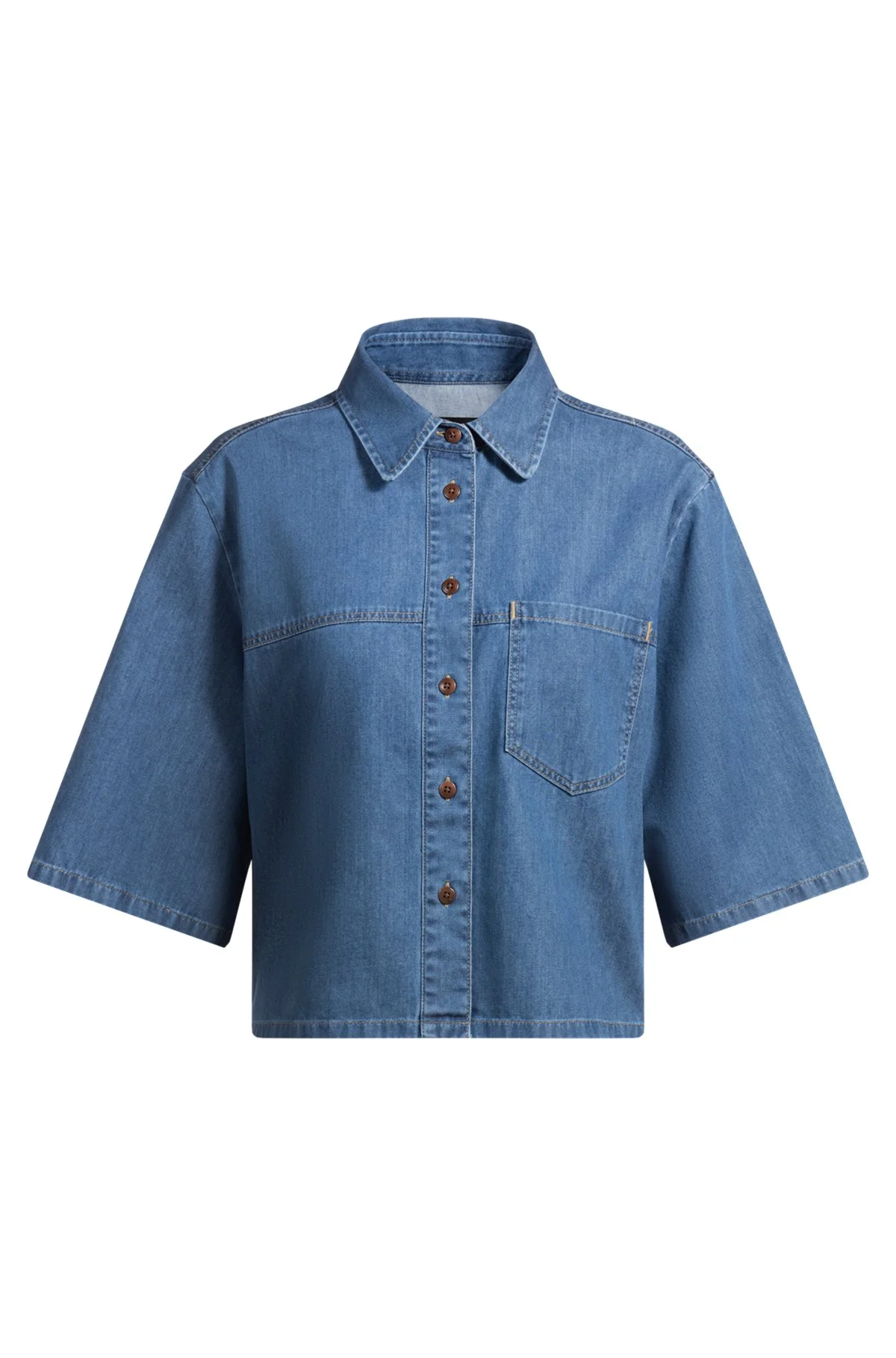 RELAXED-FIT BLOUSE IN BLUE SELVEDGE DENIM - 1