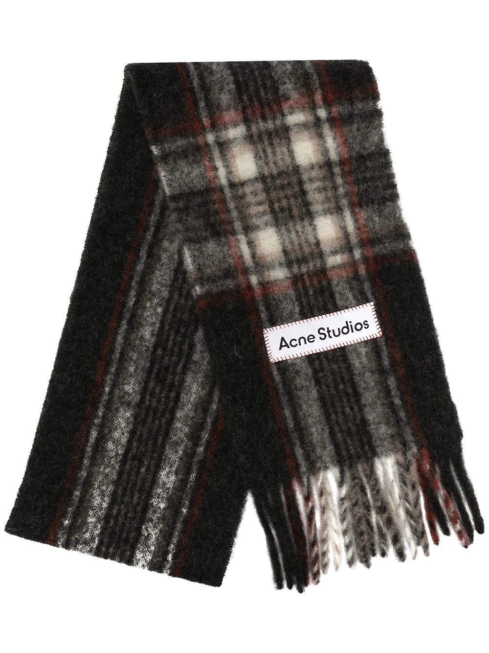 check print fringed scarf - 1