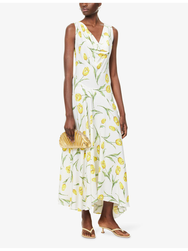 RODARTE Tulip Cowl-Neck Silk Maxi Dress outlook