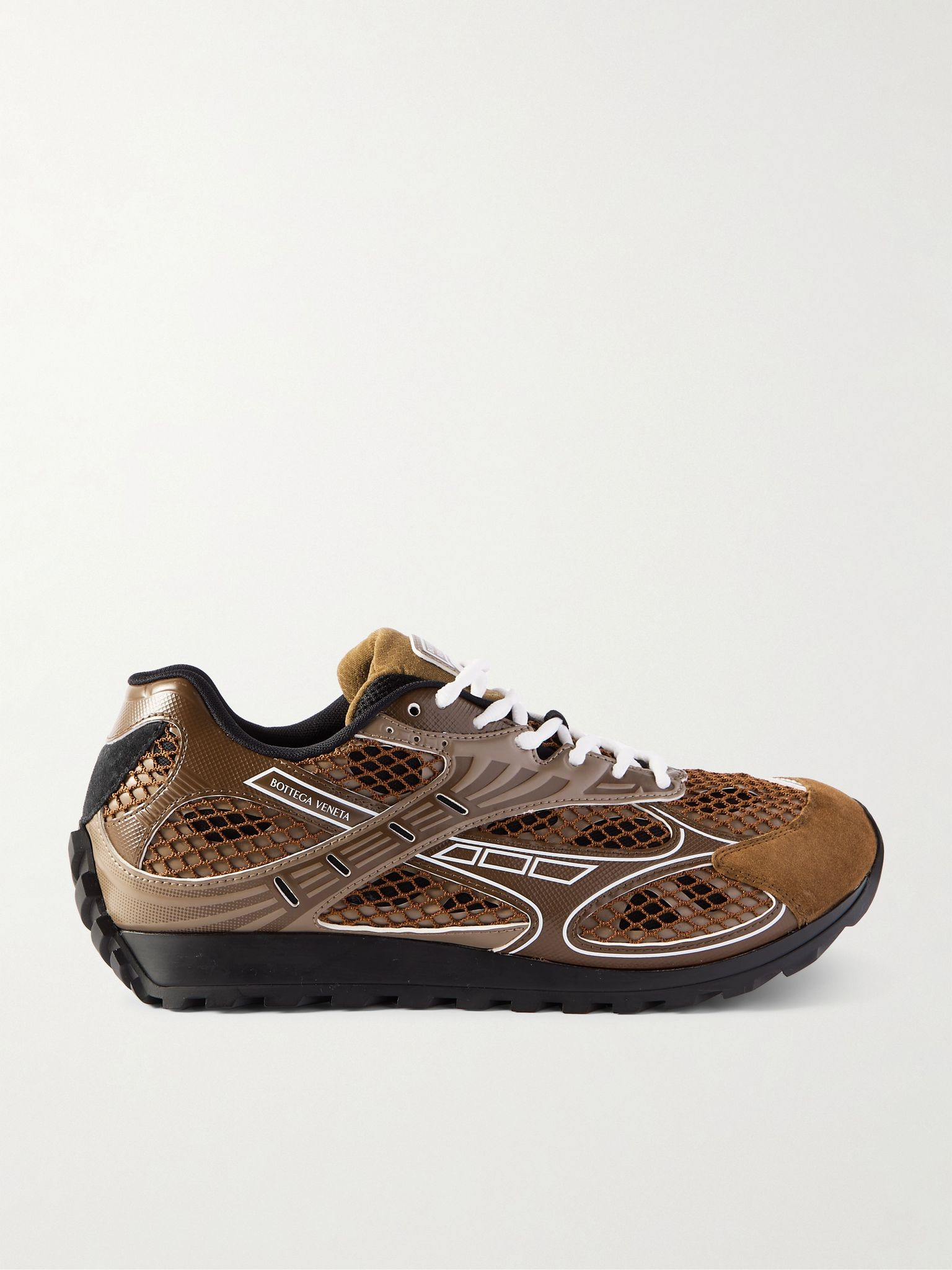 Orbit Suede-Trimmed Rubber and Mesh Sneakers Brown - 1