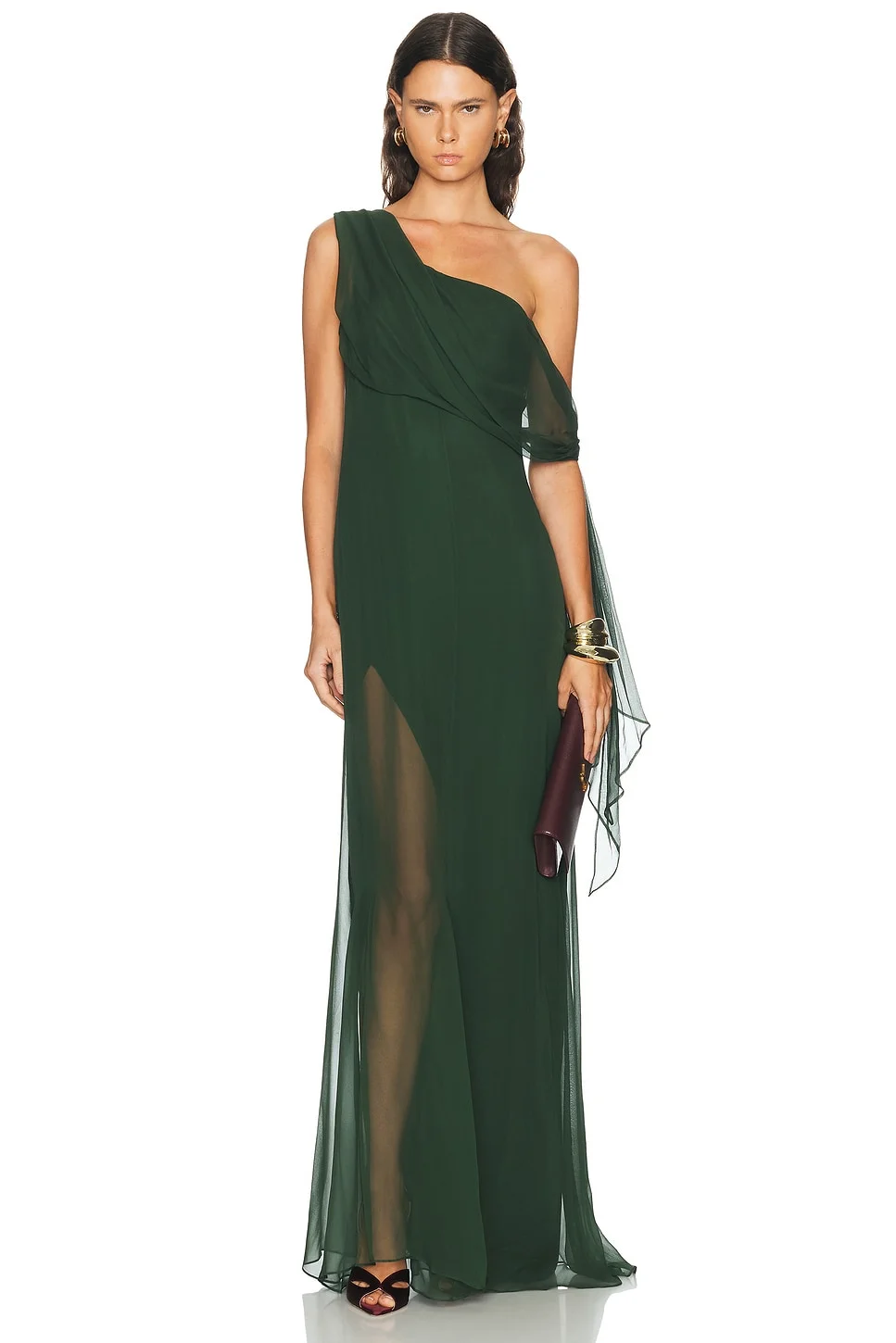 Chiffon Tie Draped Gown - 1