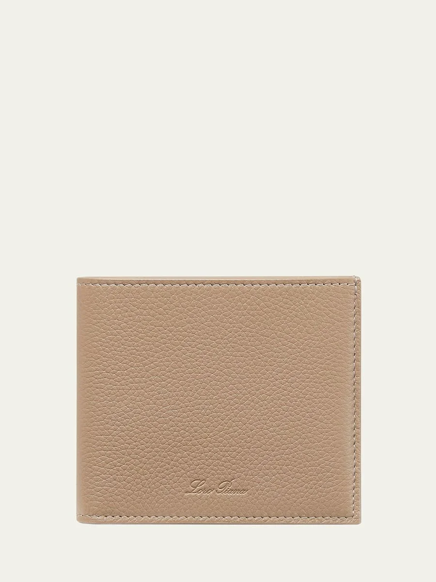Men's Grained Leather Bifold Wallet - 1