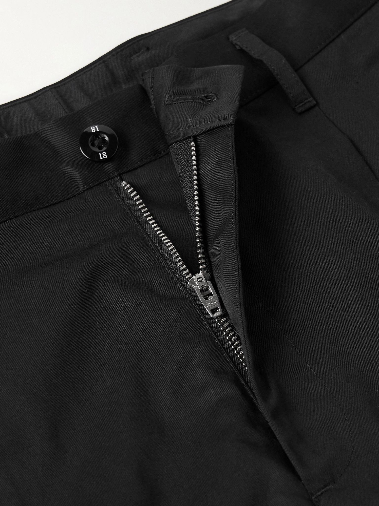 Tapered Pleated Cotton and Linen-Blend Twill Trousers Black - 6