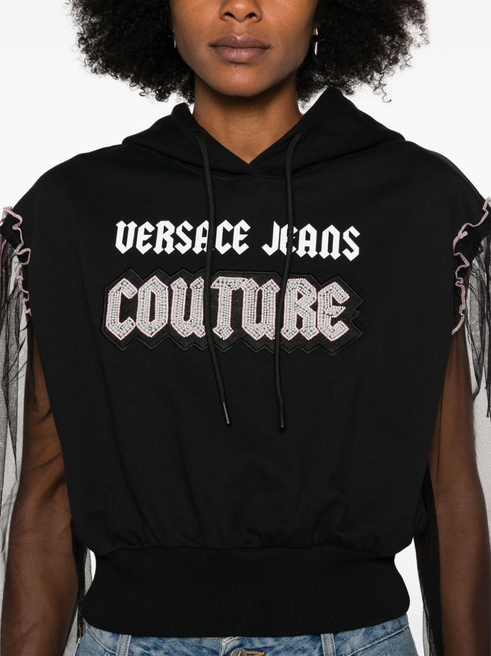 Embellished Gothic Logo hoodie - 5