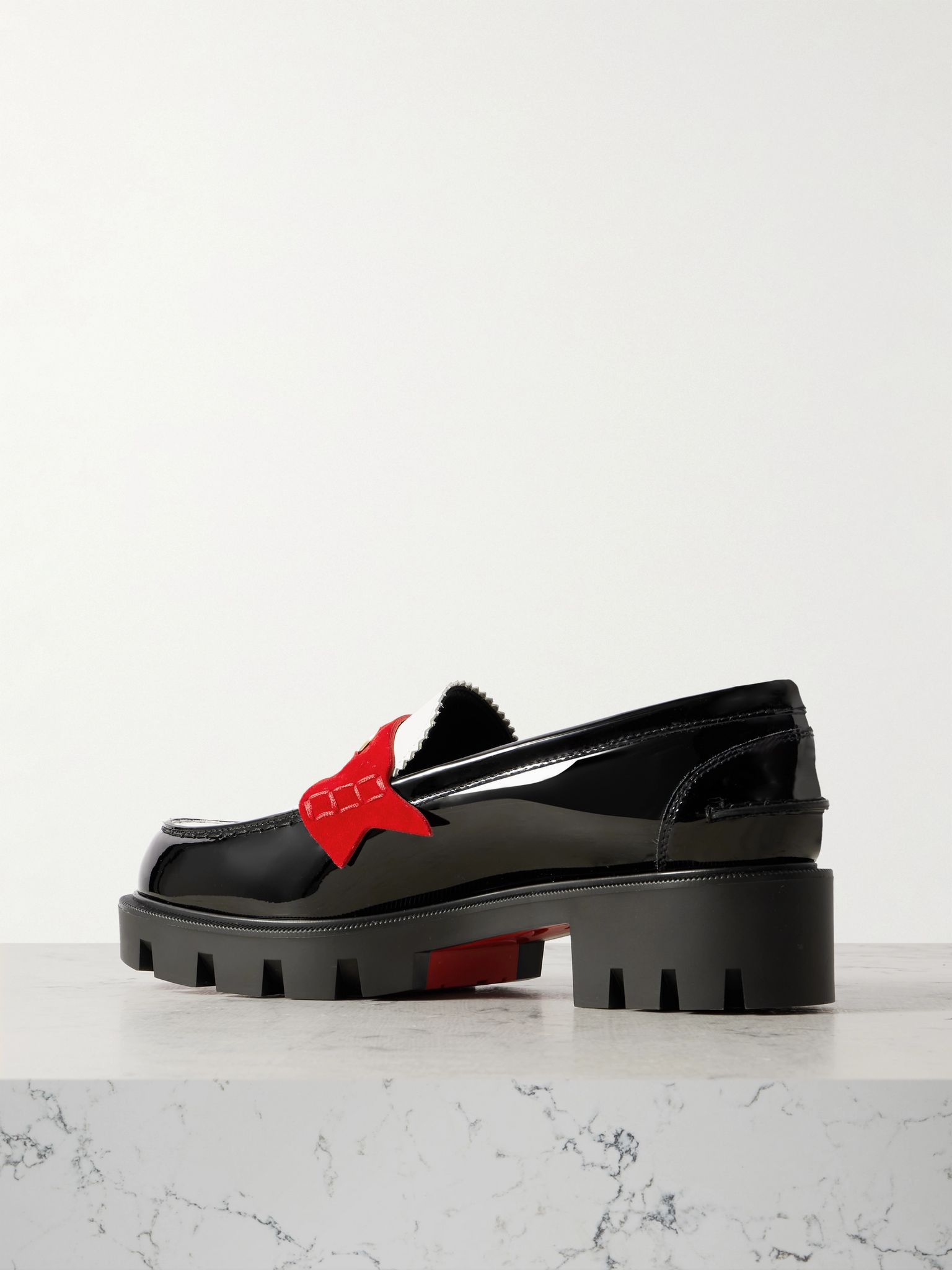 Penny velour-trimmed leather loafers Black - 3