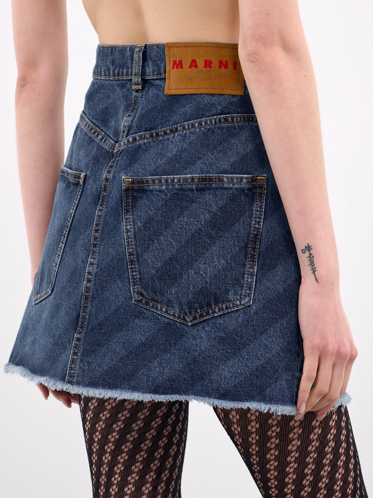 Striped Denim Mini Skirt - 5