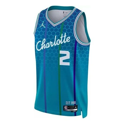 Men's Air Jordan Retro Basketball Jersey/Vest SW Fan Edition 21-22 Season Charlotte Hornets Lonzo Ba - 1