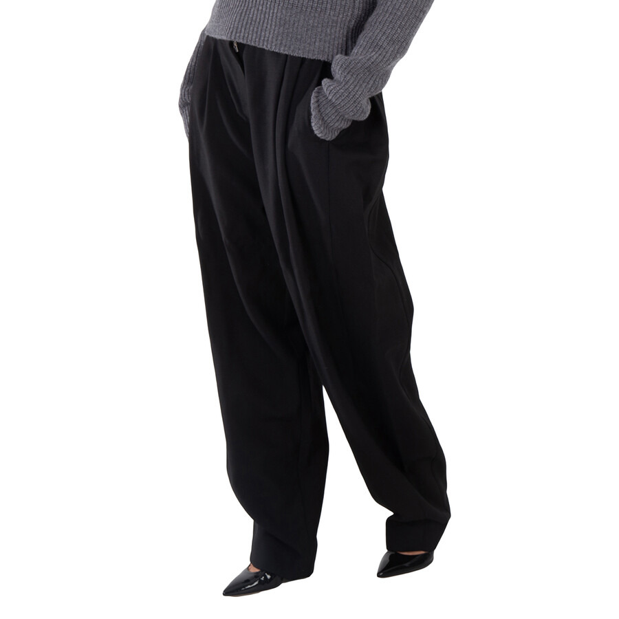 Stella McCartney Ladies Black Pleated Wide-Leg Wool Trousers - 2