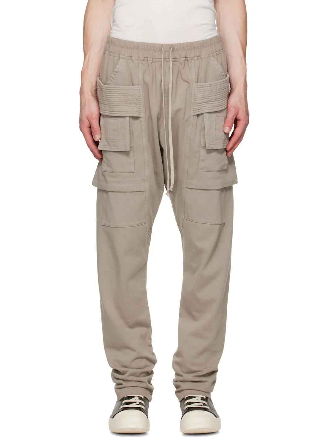 Gray Tower Creatch Cargo Drawstring Pants - 1