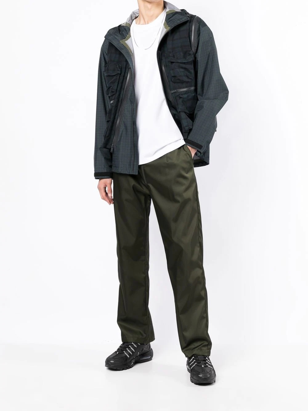 check-pattern zip-fastening jacket - 2