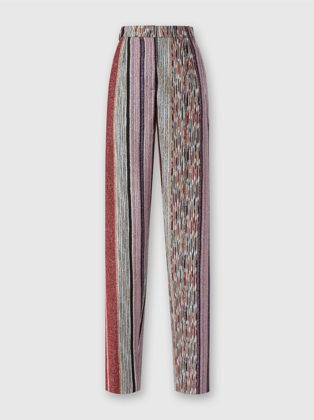 Carrot-fit trousers in lamé striped viscose - 1