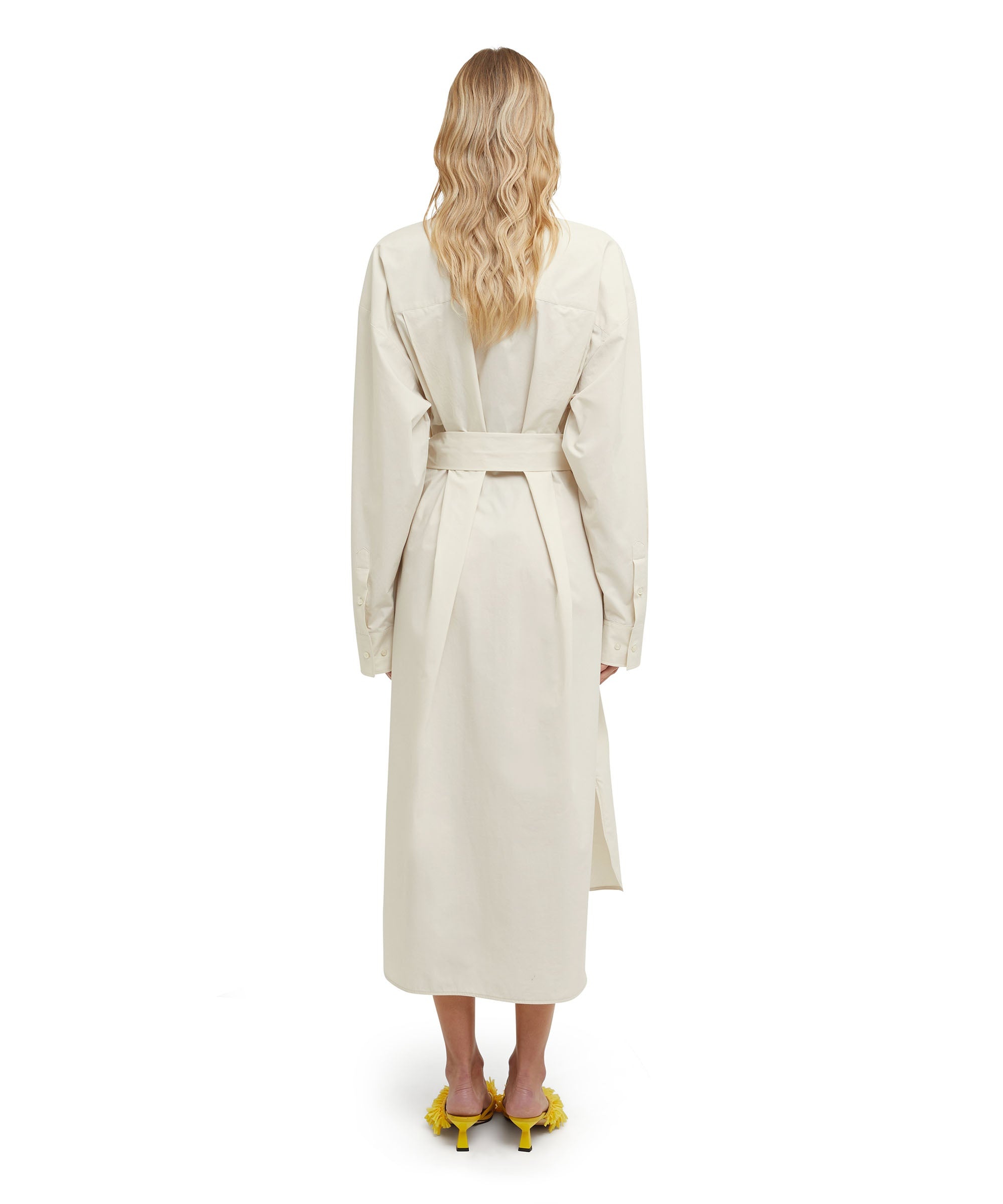 Poplin chemisier shirt dress with jewel stone application - 3