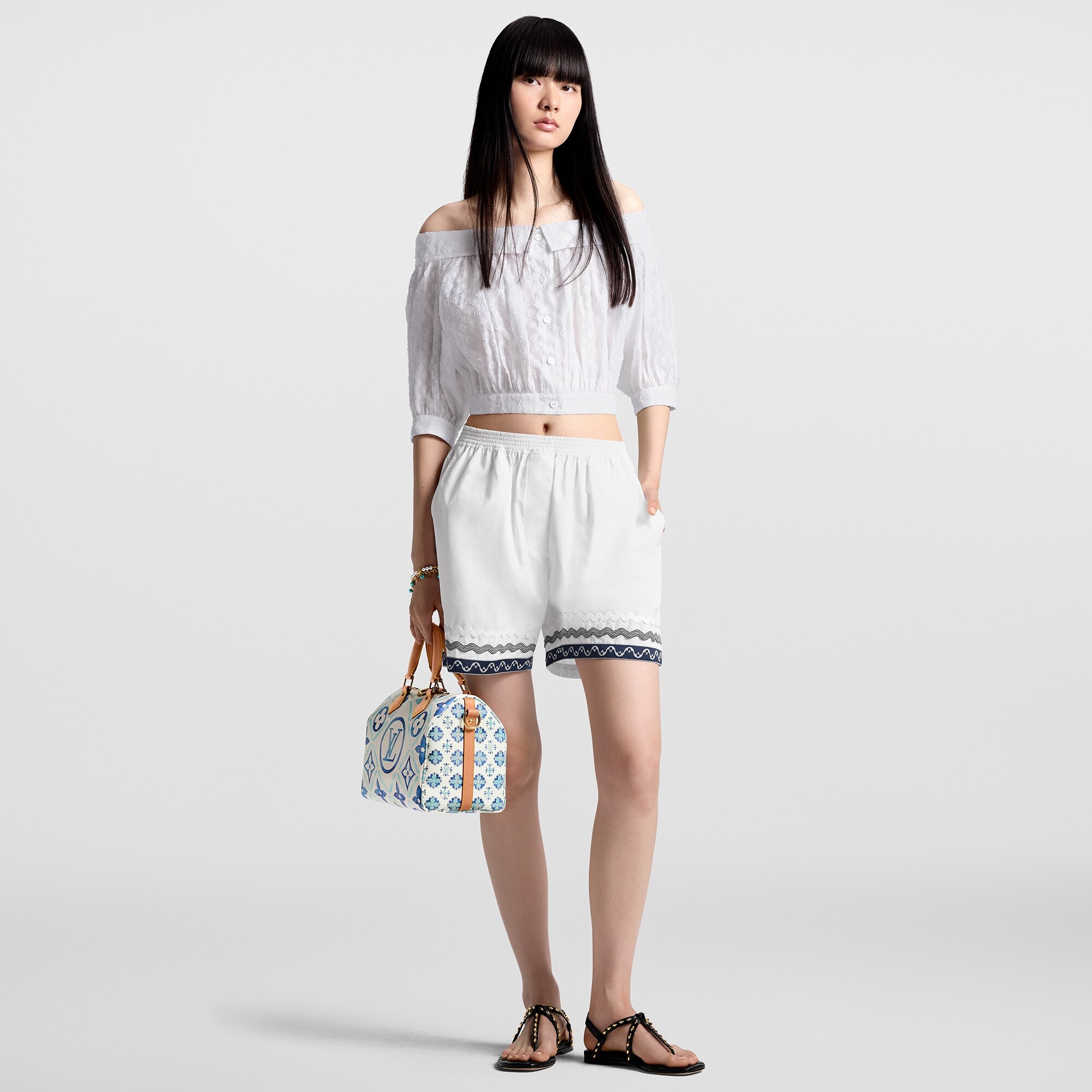 Monogram Fil Coupé Off-The-Shoulder Blouse - 4