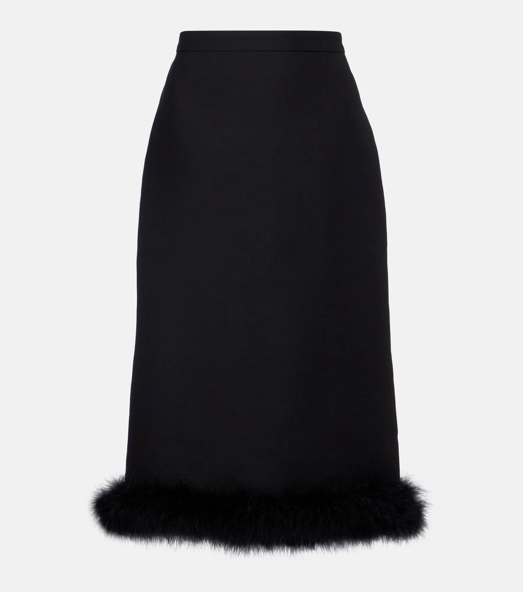 Feather-trimmed wool and silk midi skirt - 1