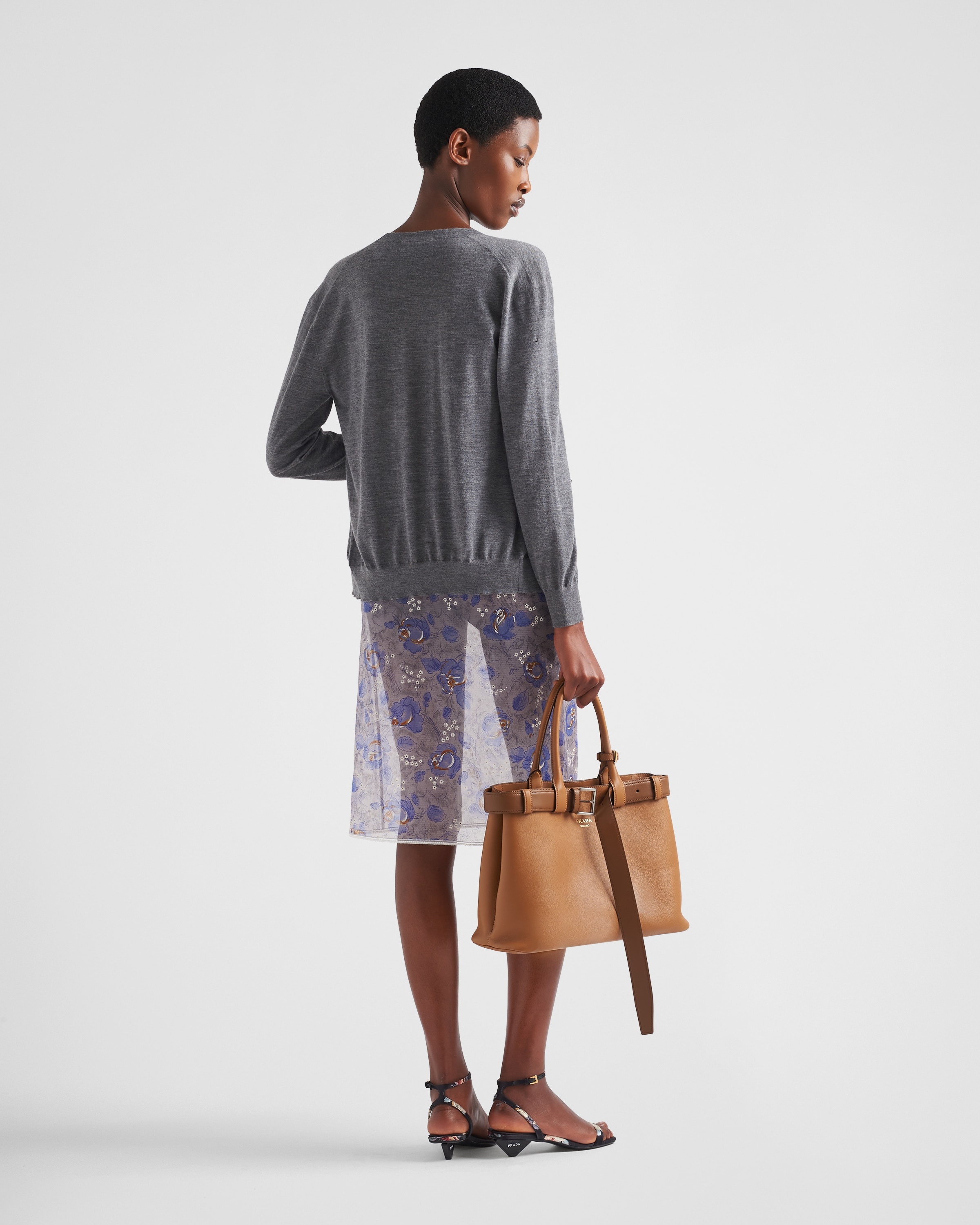 Printed nylonette midi-skirt - 5
