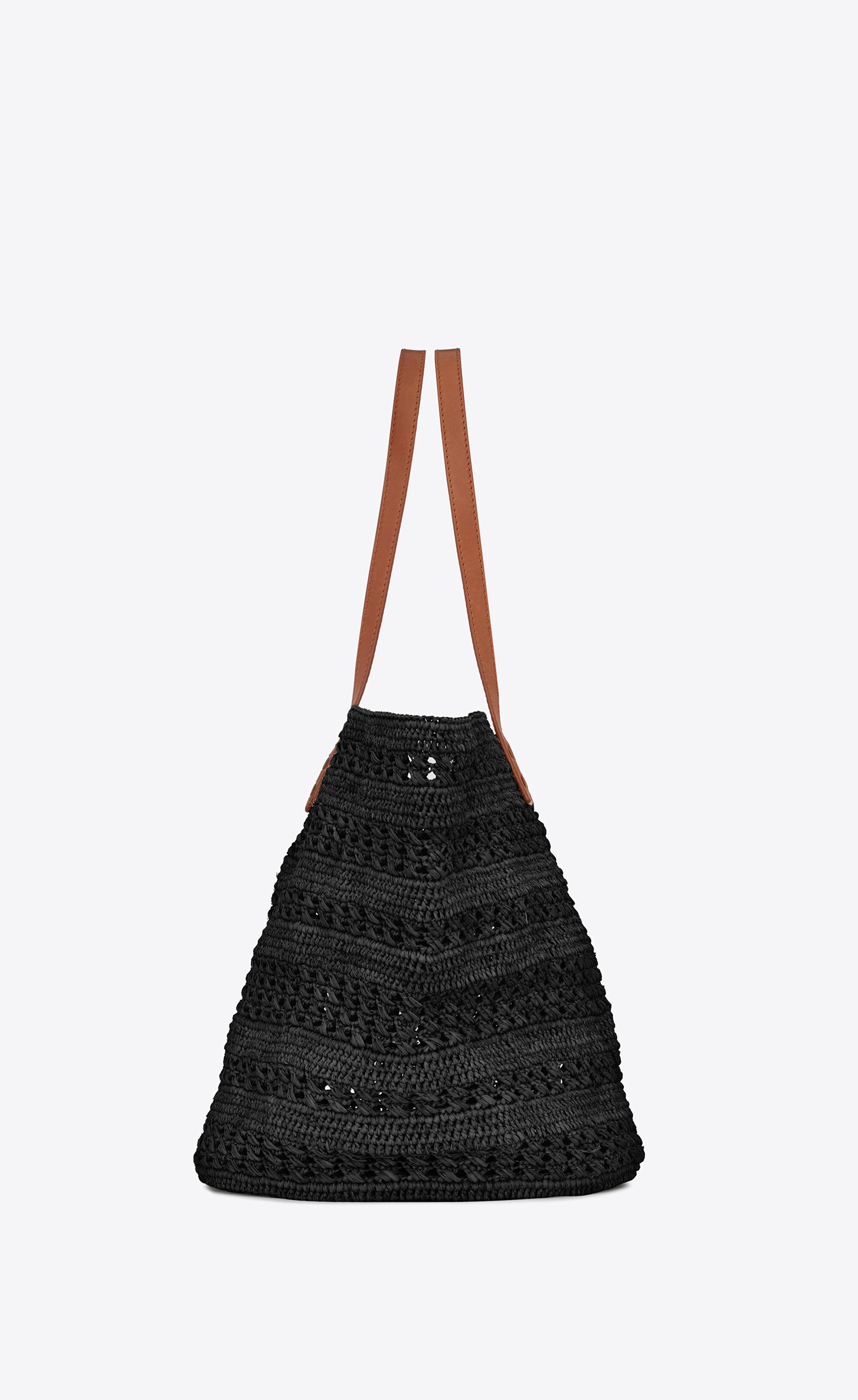 panier medium bag in crochet raffia and smooth leather - 4