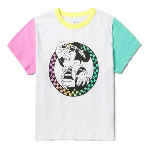 (WMNS) Vans x Disney Crossover Printing Mickey Round Neck Short Sleeve White VN0A3UHOWHT - 1