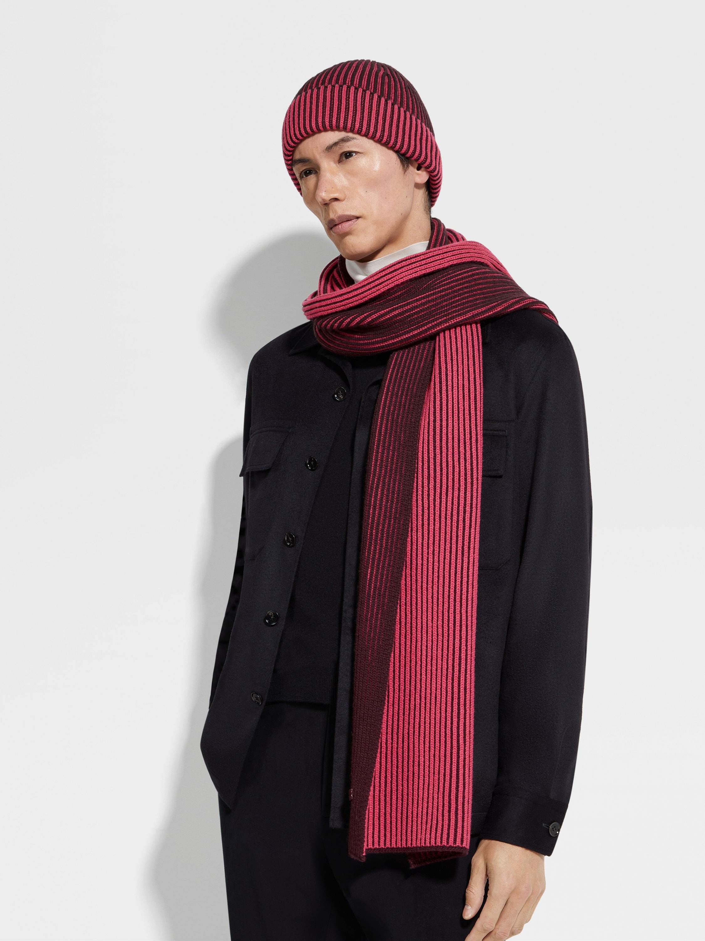 FUCHSIA AND DARK PURPLE OASI CASHMERE SCARF - 3