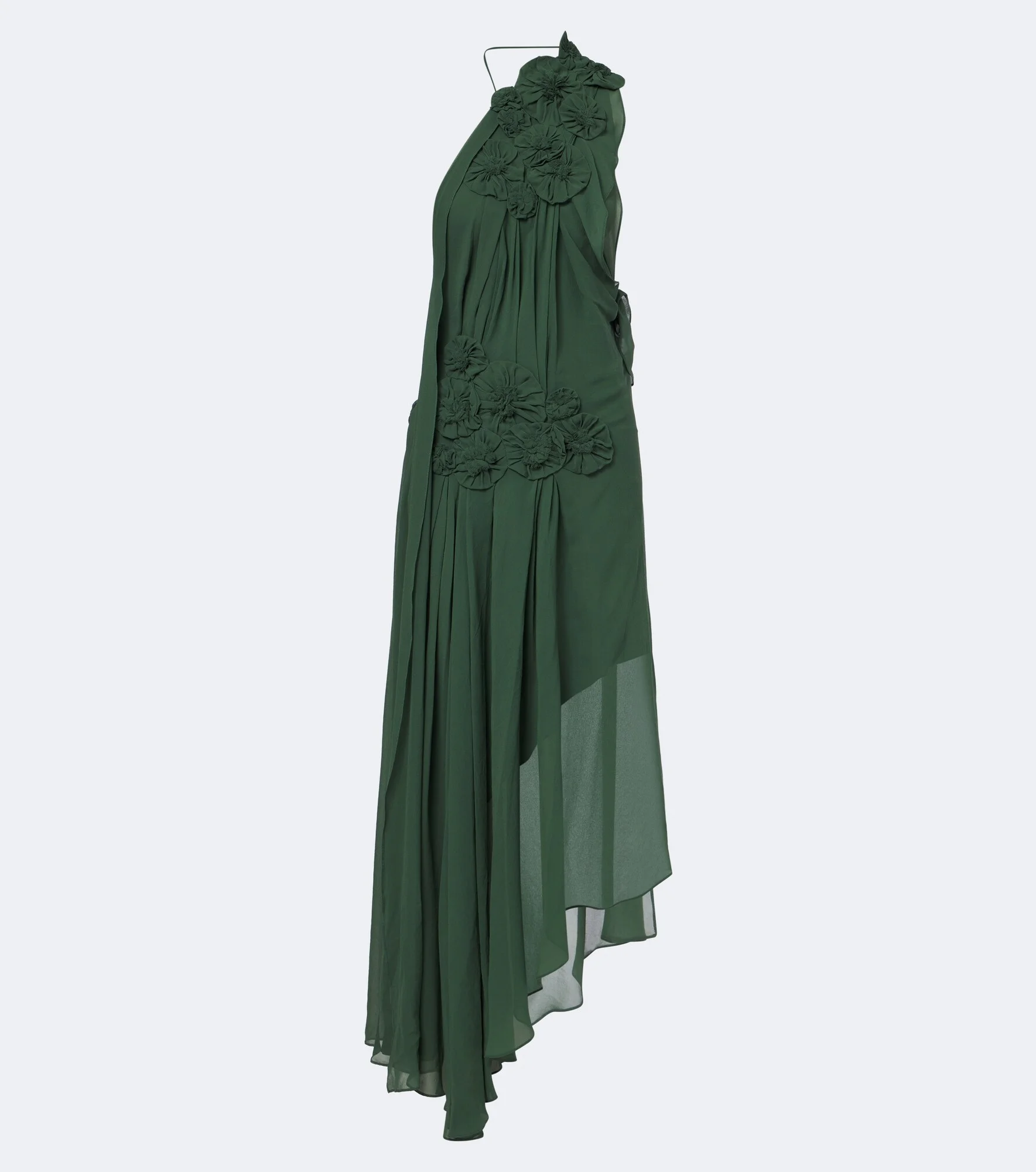Floral-appliqué one-shoulder silk cocktail dress - 1