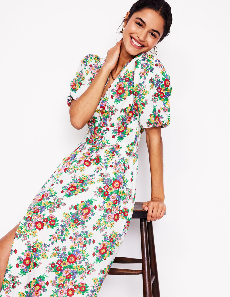 Lillian Cotton Midi Dress-Multi, Bouquet Cluster 6