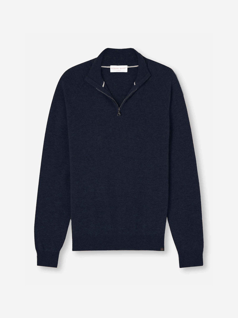 Men's Half-Zip Sweater Finley Cashmere Navy - 1