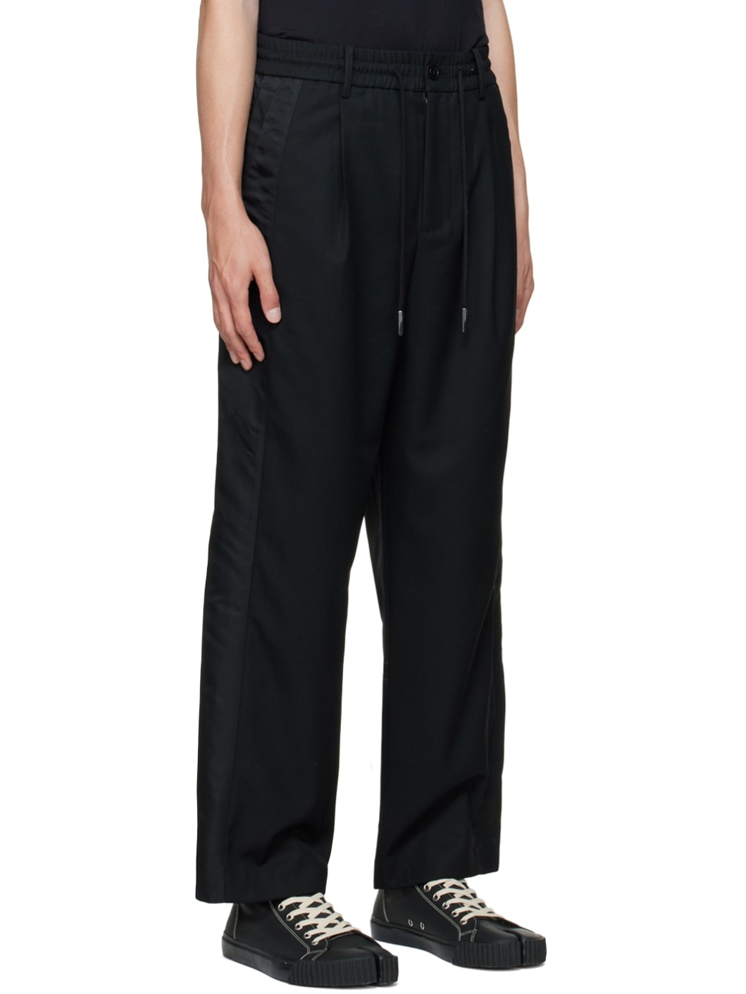 Black Paneled Trousers - 2