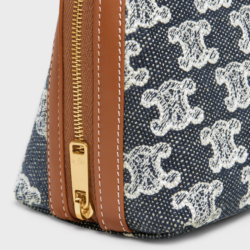 Clutch with Chain in Textile with Triomphe Embroidery 5