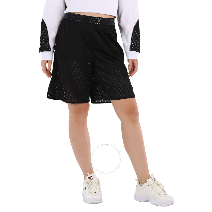 Moncler Ladies Black Logo-Waistband Shorts - 3