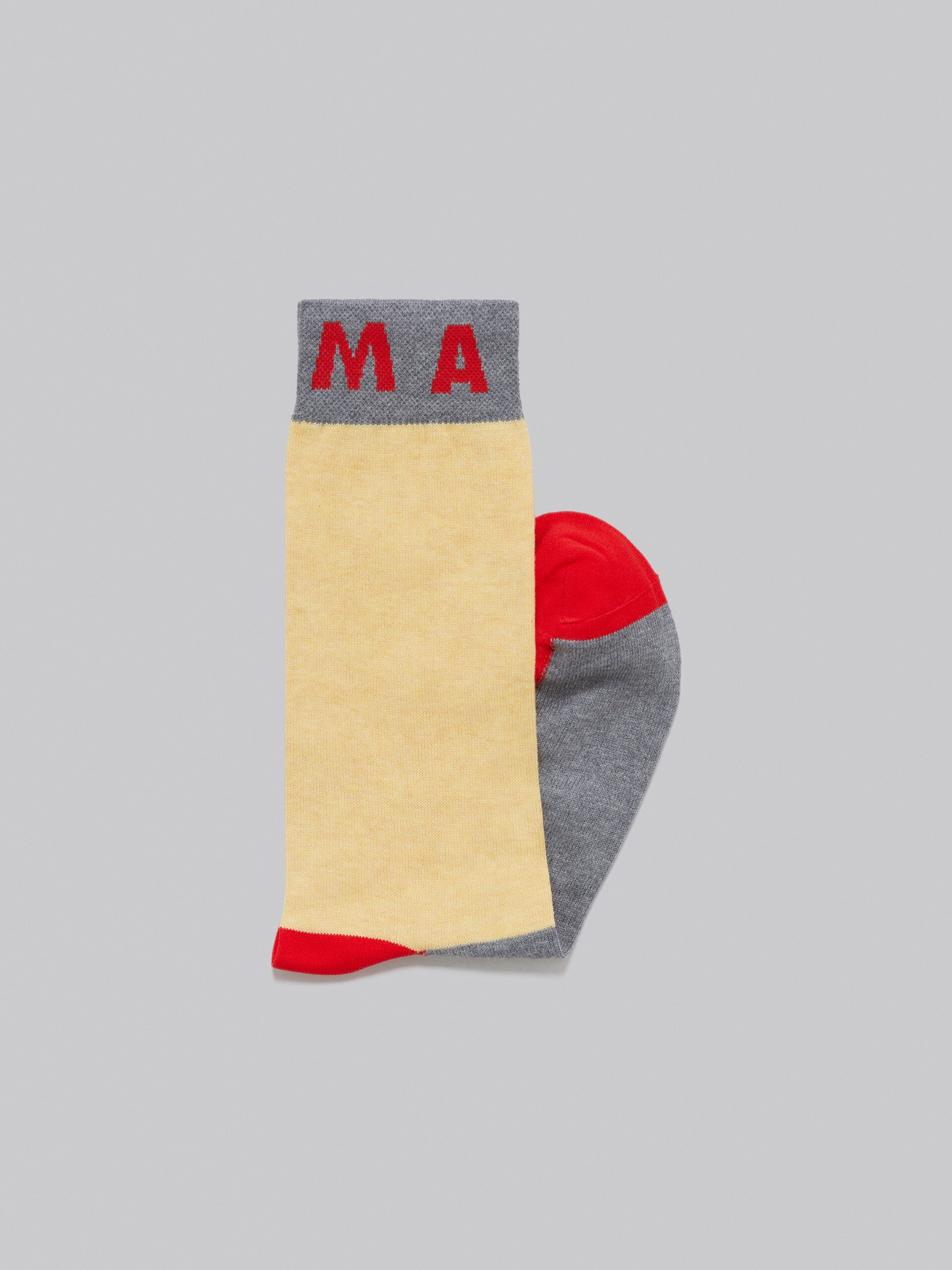 YELLOW COTTON AND NYLON SOCKS WITH COLOUR BLOCKS - 2