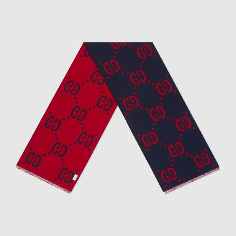 GUCCI GG jacquard wool silk scarf outlook