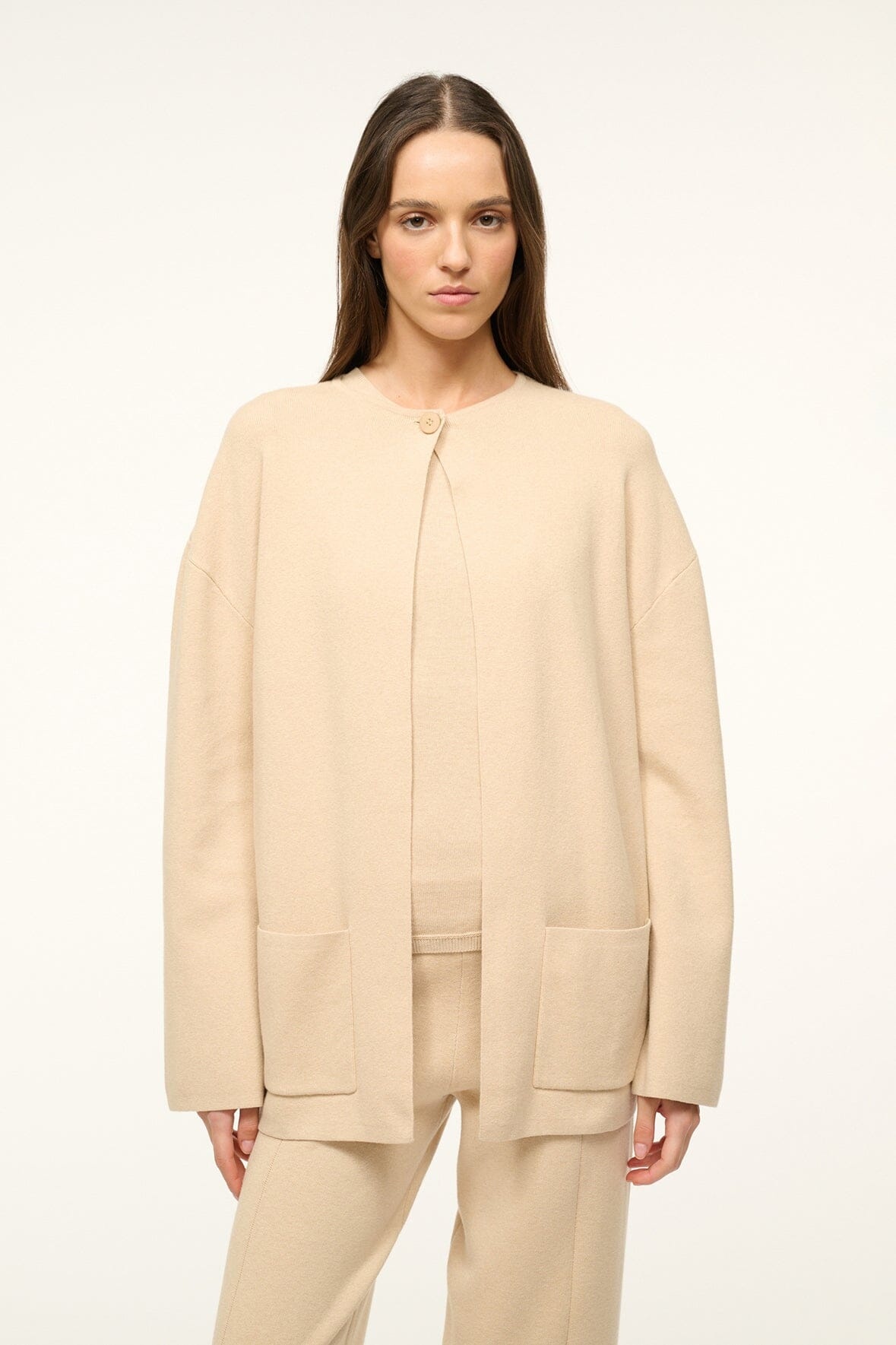 STAUD CARRY ON CARDIGAN CAMEL - 2