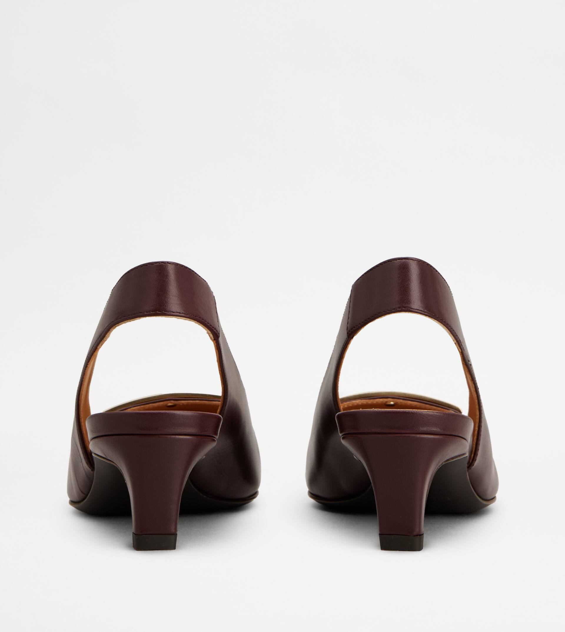 SLINGBACK PUMPS IN LEATHER - BURGUNDY - 3