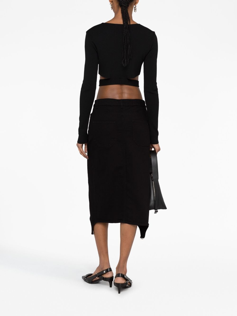 asymmetric zipped denim skirt - 6
