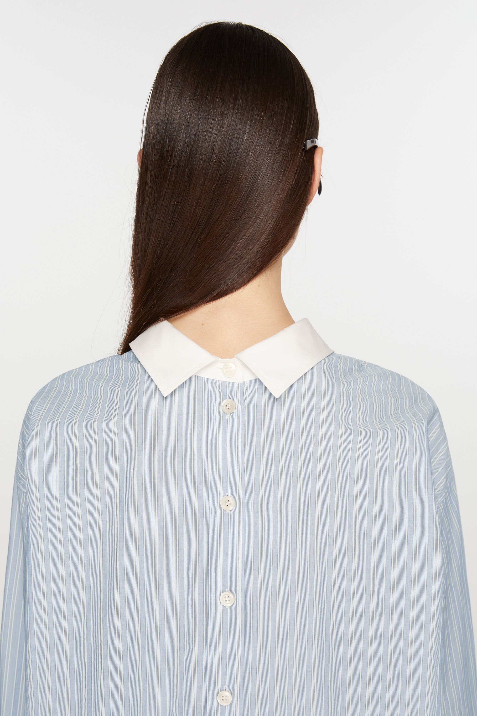 Stripe button-up shirt - Blue/white - 4