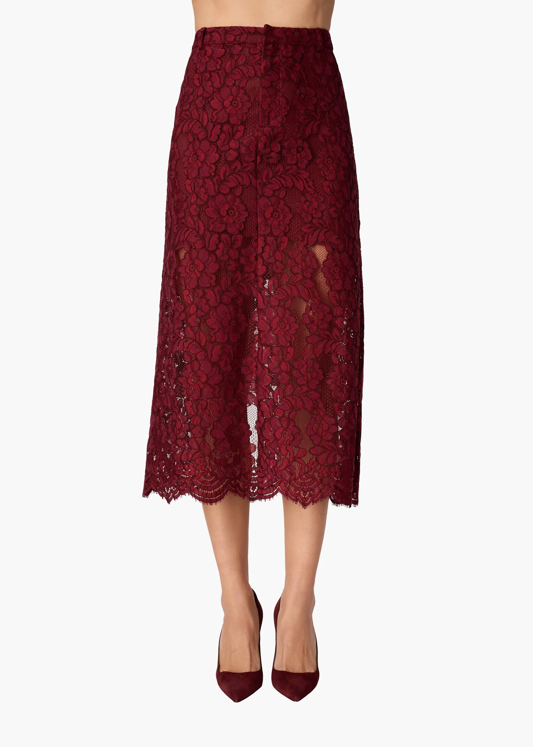 OSMOND LACE MIDI SKIRT COMPOTE - 1