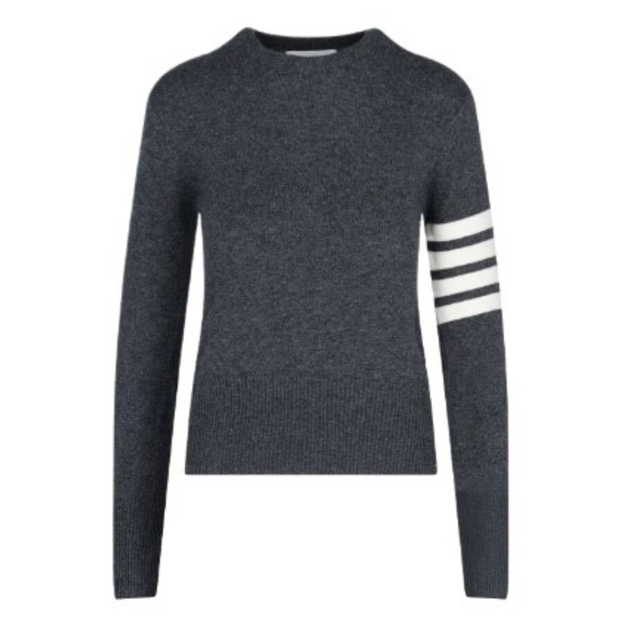 Thom Browne Med Grey 4-Bar Cashmere Pullover - 5