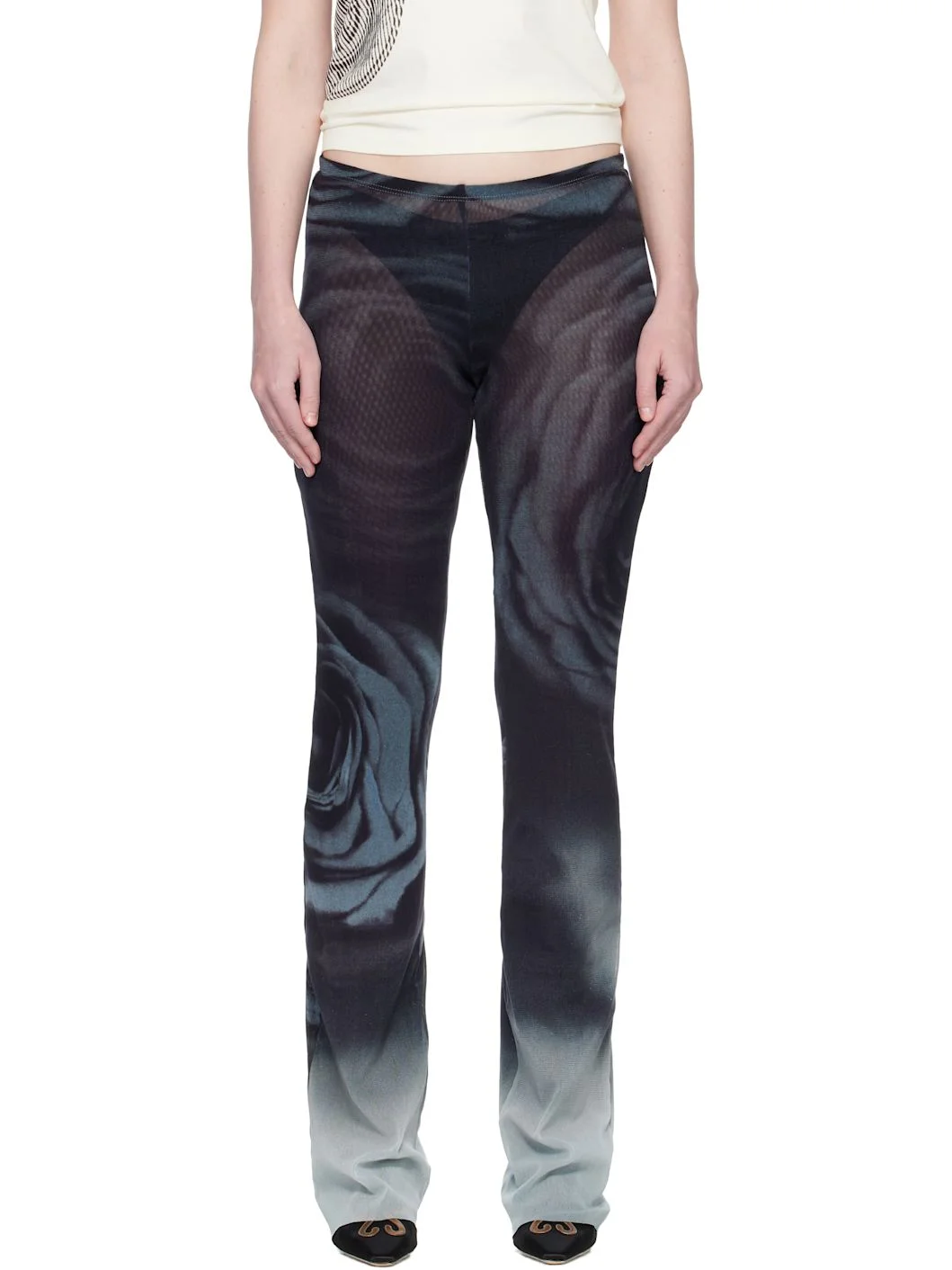 Black 'The Blurry Roses' Lounge Pants - 1
