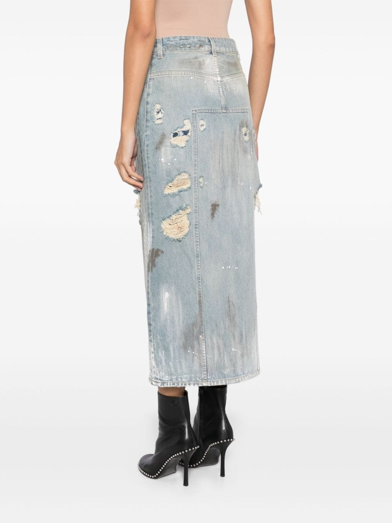 distressed-effect denim midi skirt 4