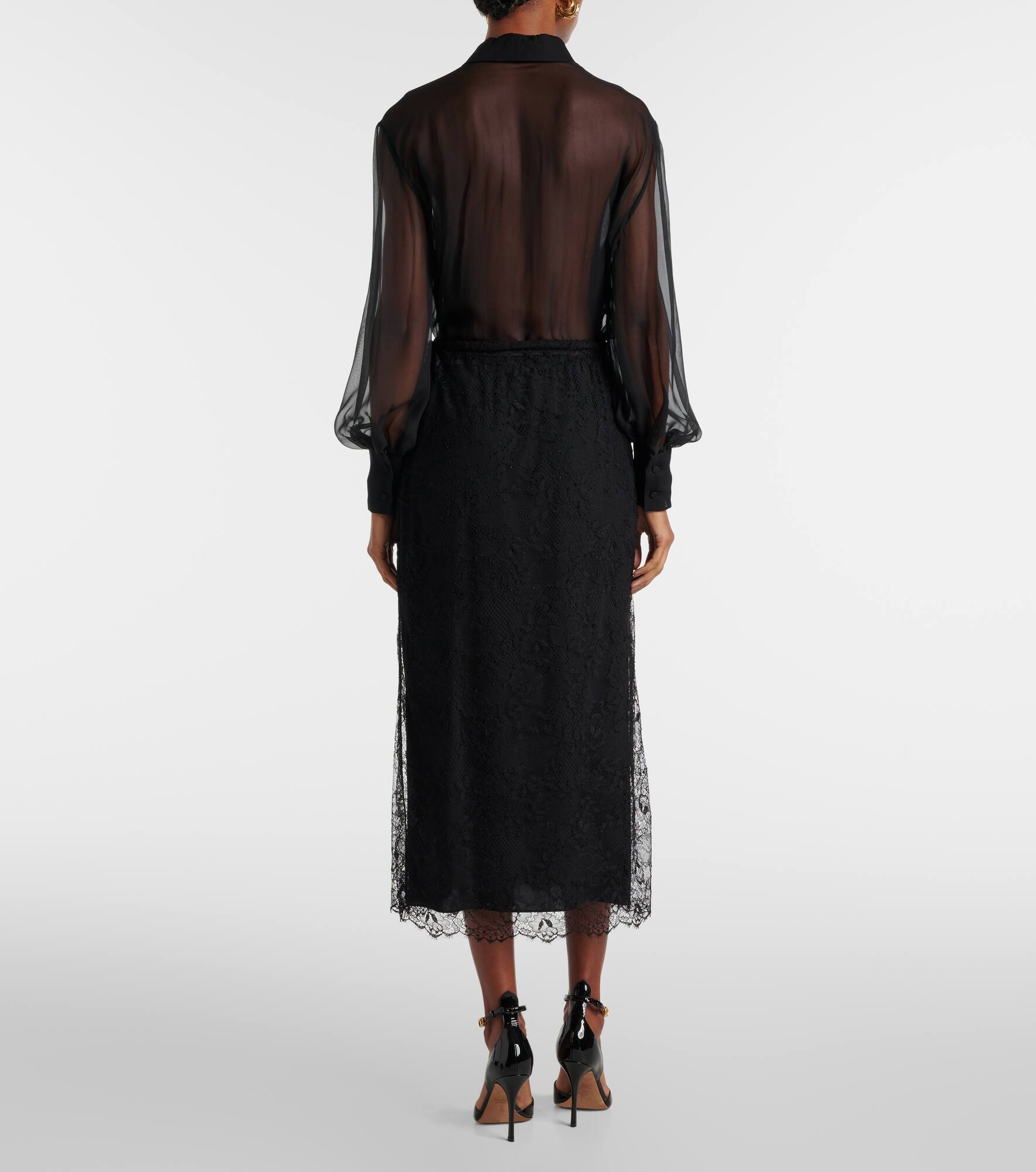 Floral lace midi skirt - 3