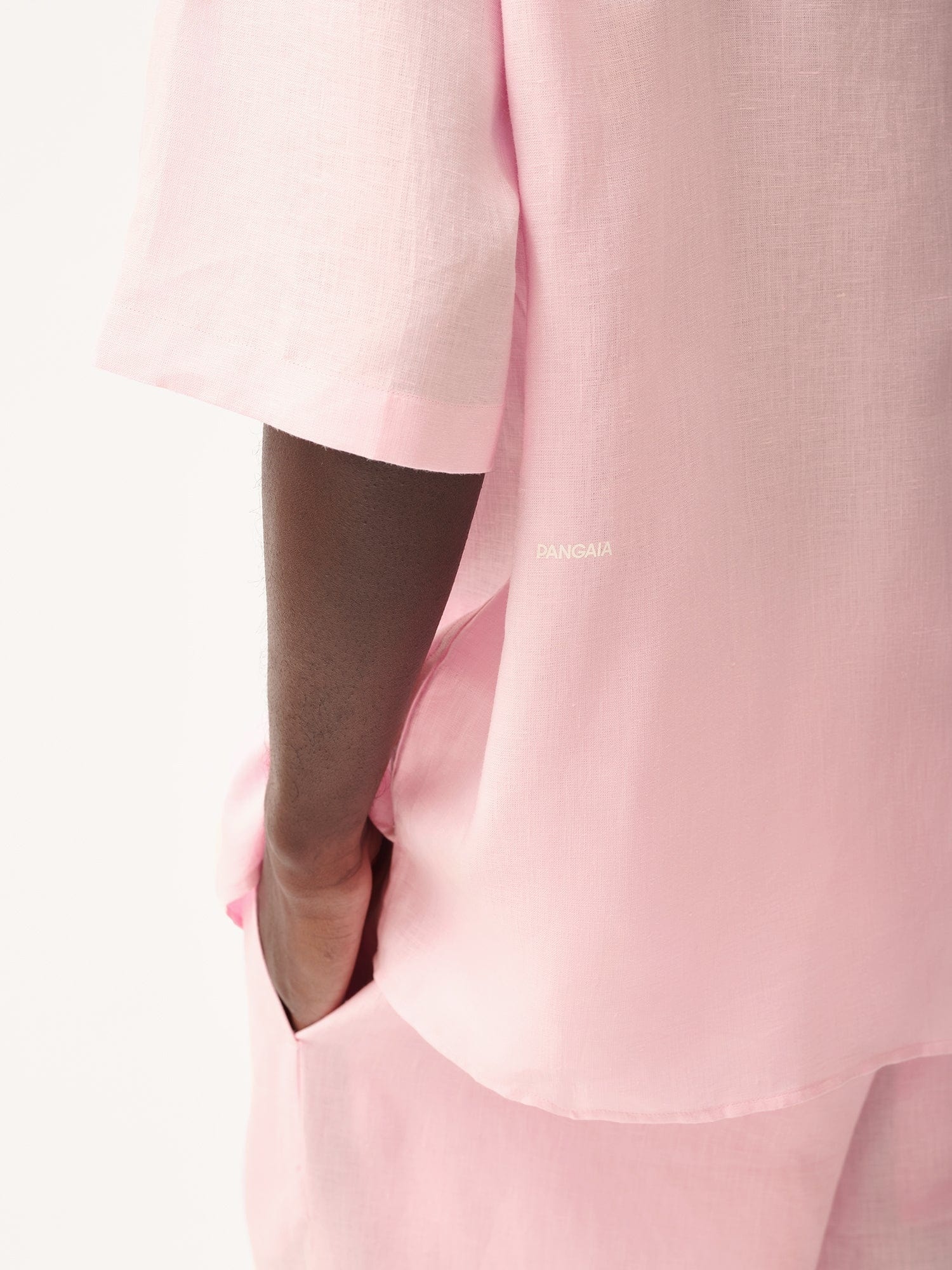 Mens DNA Aloe Linen Camp Collar Shirt - Magnolia Pink - 5