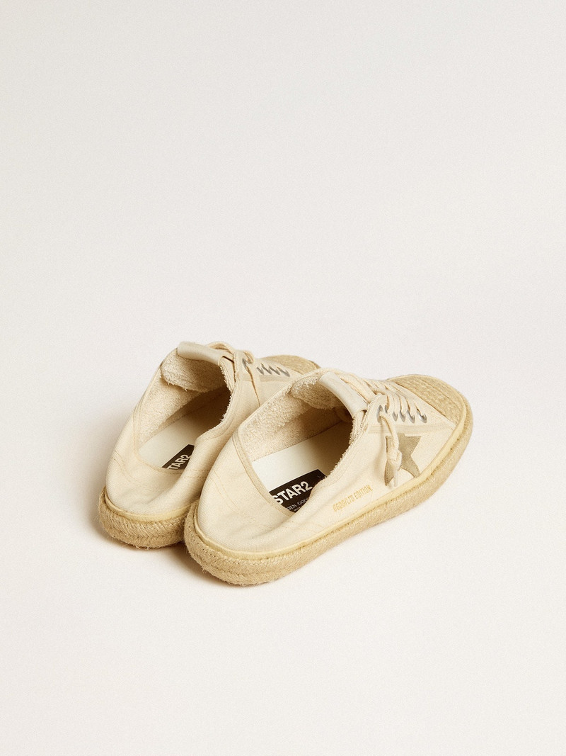 Women's V-Star Sabot in canvas with beige suede star 5