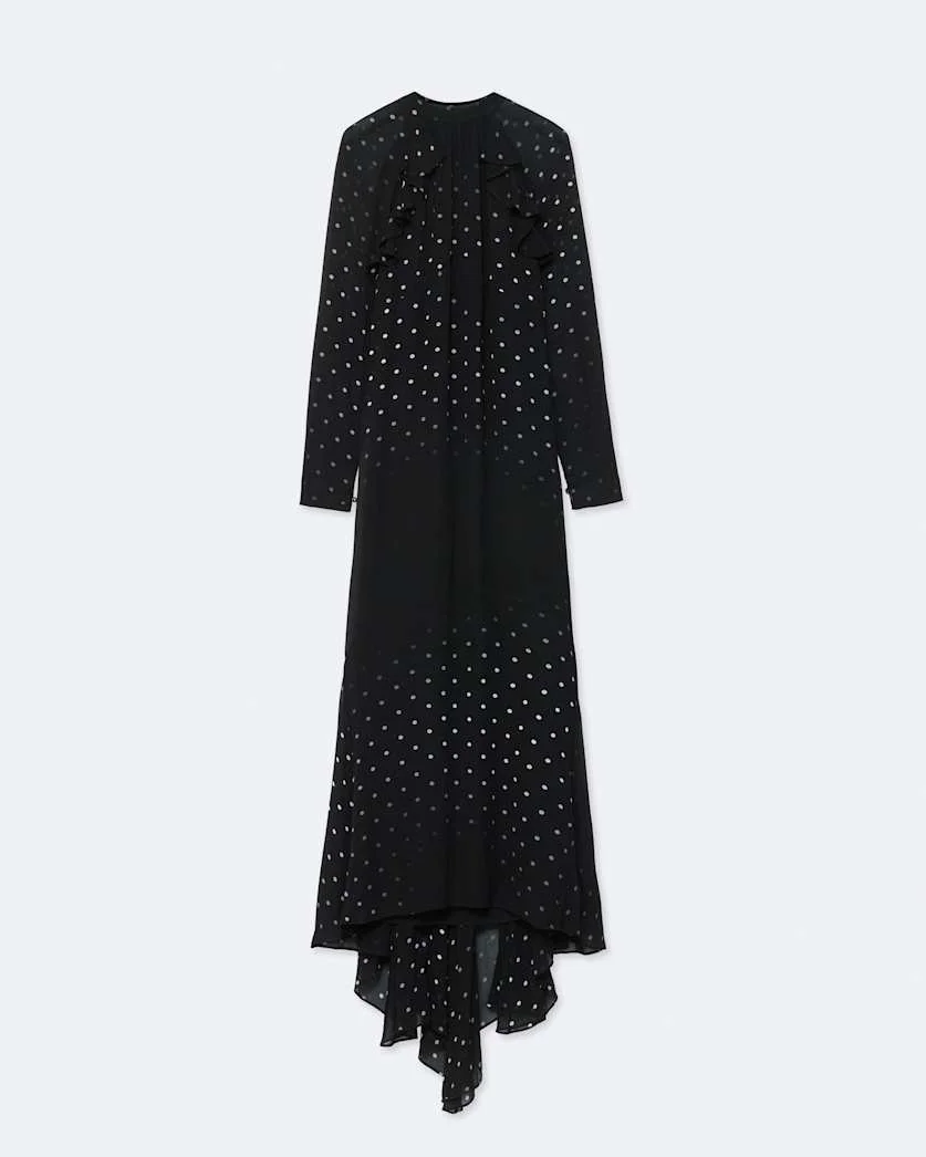 CLARISSE POLKA-DOT SILK MAXI DRESS - 1