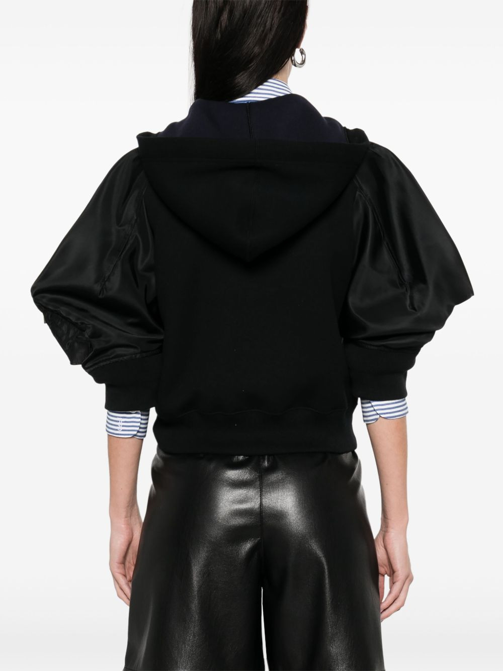 Sacai Women Cotton And Nylon Zipped Hoodie - 3